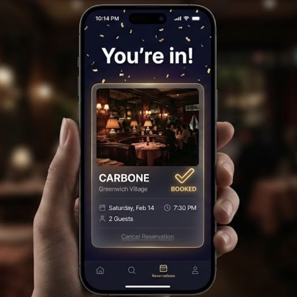 TablePass booking confirmation on iPhone